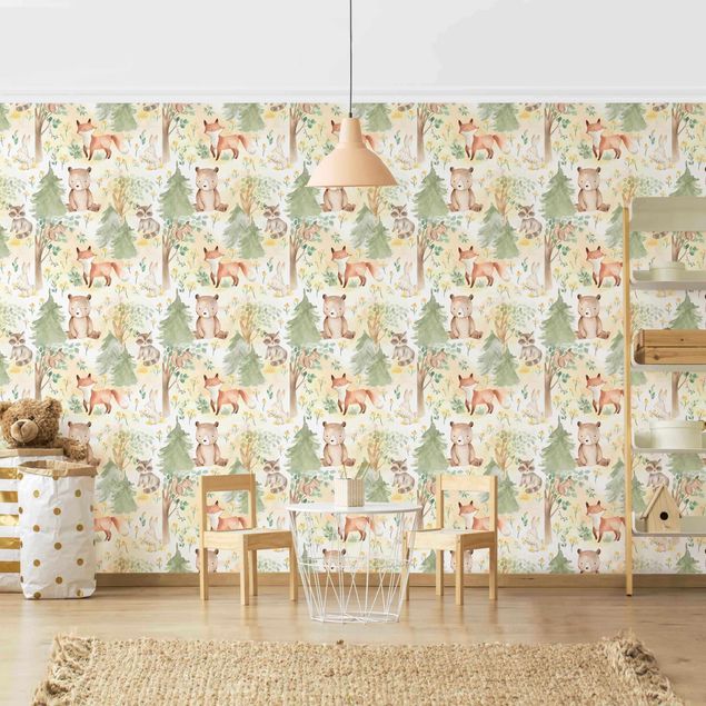 Modern wallpaper designs Fox And Hare With Trees