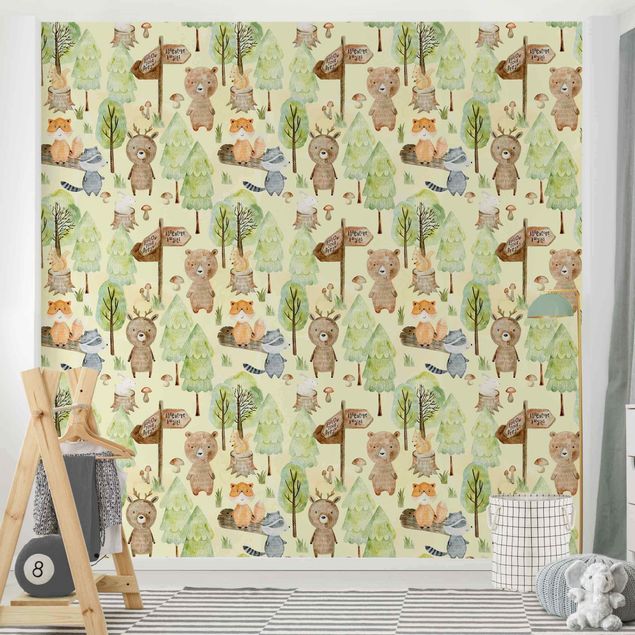 Wallpapers patterns Fox Forest Adventure Illustration