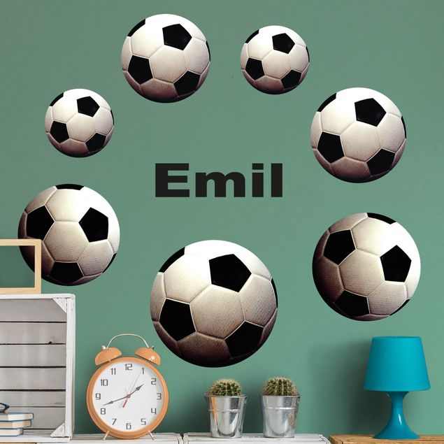 Football stadium wall stickers Soccer balls set