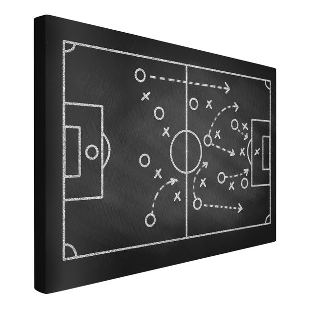 Prints modern Football Strategy On Blackboard