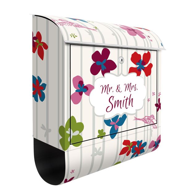 Letterboxes flower Customised text Floral Pattern