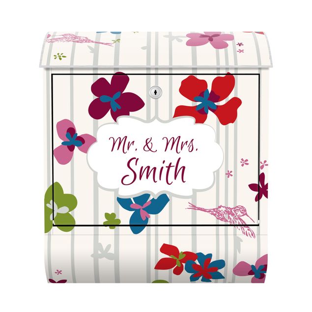 Letterboxes personalized text Customised text Floral Pattern