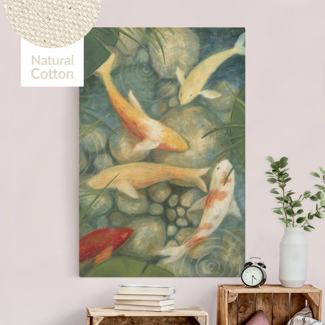 Canvas prints fishes Yellow Koi Fish In Garden Pond