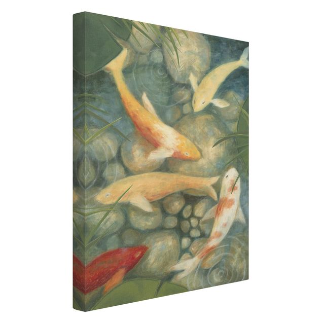 Canvas prints animals Yellow Koi Fish In Garden Pond