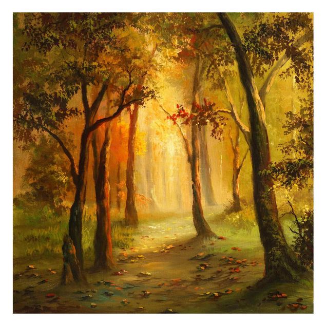 Peel and stick wallpaper Painting Of A Forest Clearing