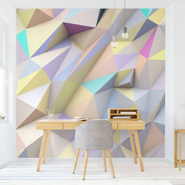 Geometric shapes wallpaper Geometric Pastel Triangles In 3D