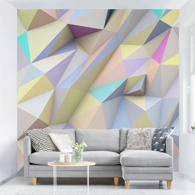 Kids room decor Geometric Pastel Triangles In 3D