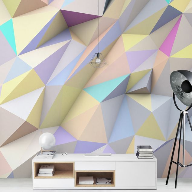 Contemporary wallpaper Geometric Pastel Triangles In 3D