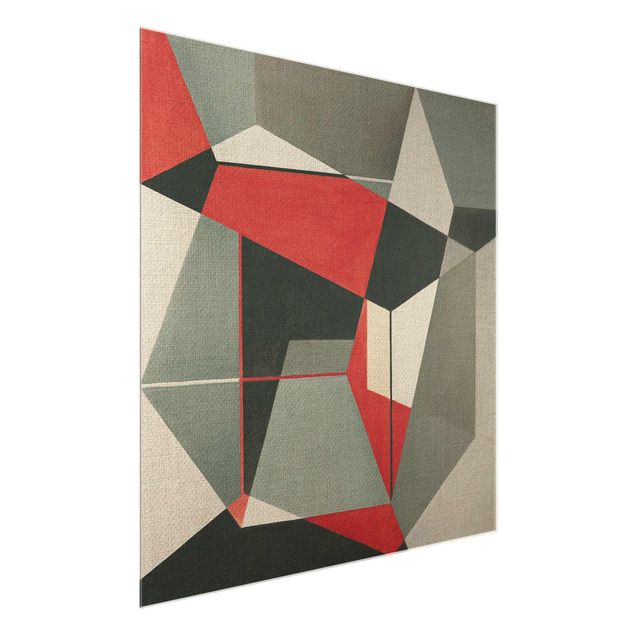 Abstract glass wall art Geometrical Fox