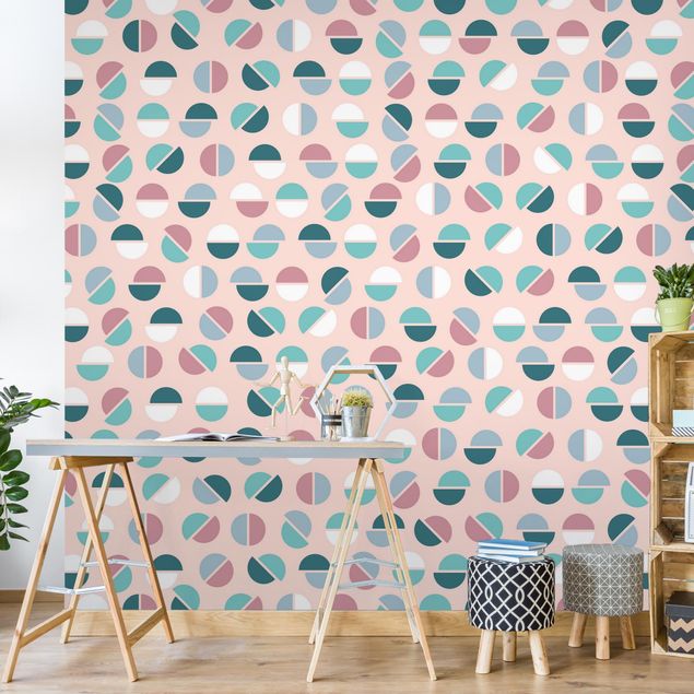 Kitchen Geometrical Pattern Semicircle In Pastell Colours