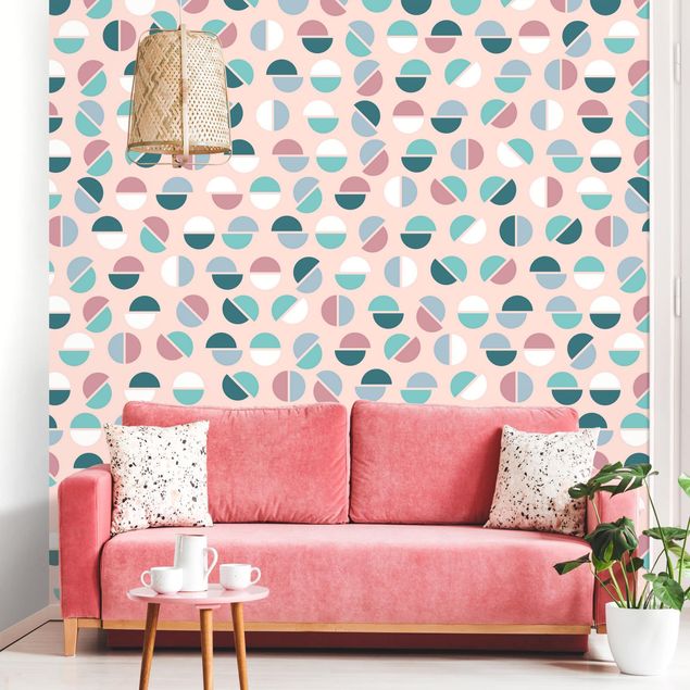 Contemporary wallpaper Geometrical Pattern Semicircle In Pastell Colours