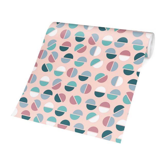 Peel and stick wallpaper Geometrical Pattern Semicircle In Pastell Colours