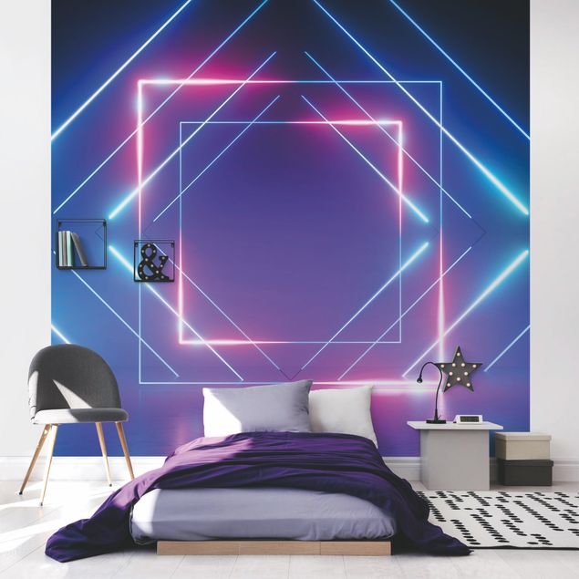 Blue wallpaper Geometrical Neon Light