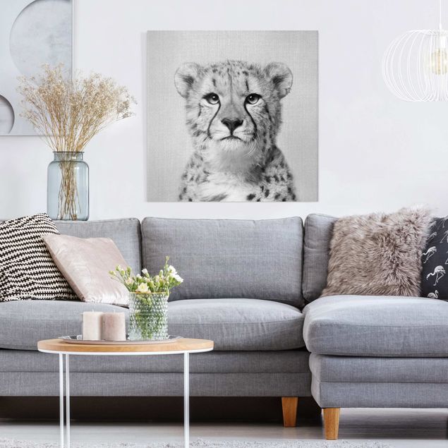 Cat canvas wall art Cheetah Gerald Black And White