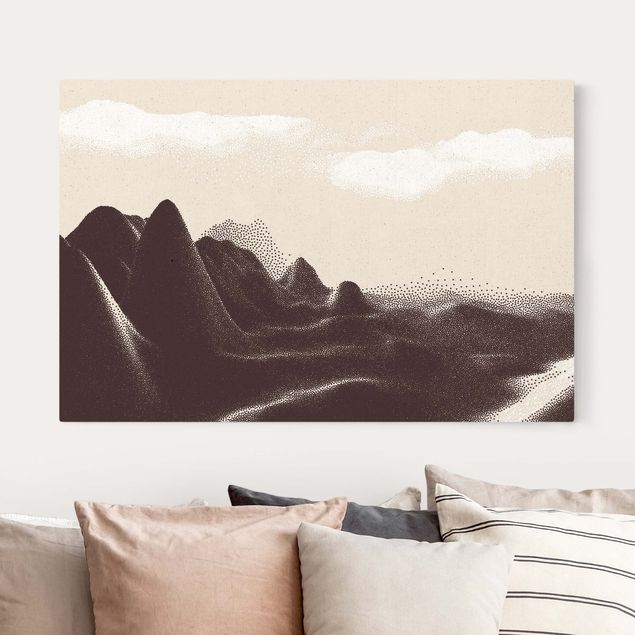 Mountain art prints Dotted Landscape With River