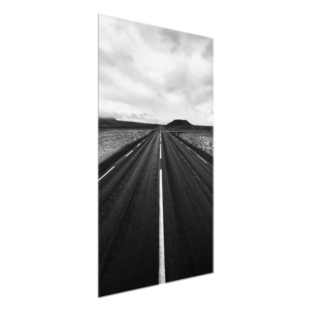 Glass prints landscape Straight Road In Iceland