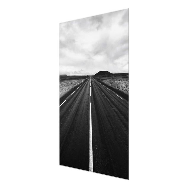 Black and white art Straight Road In Iceland