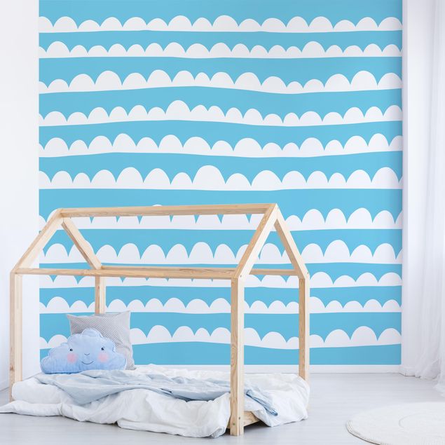 Nursery decoration Drawn White Bands Of Clouds Up In Blue Skies