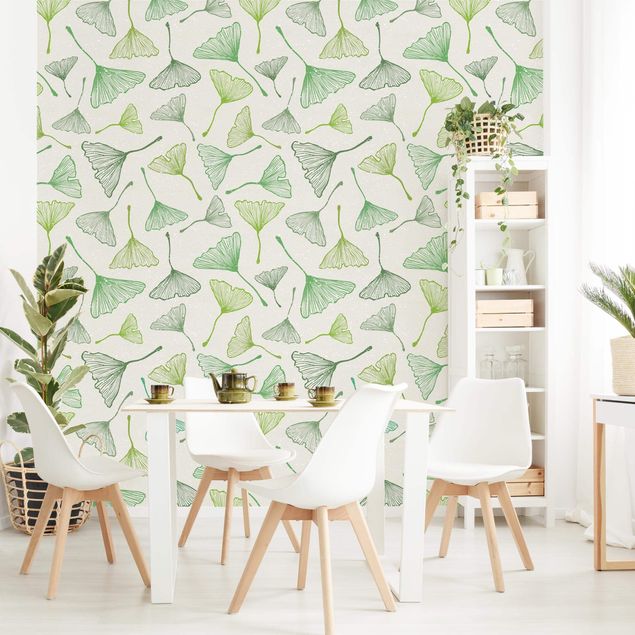 Wallpapers patterns Gingko Leaves In Shades Of Green