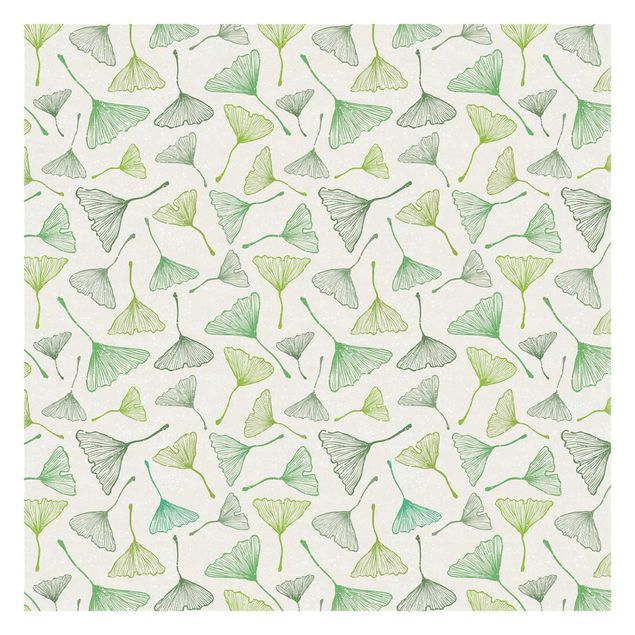 Peel and stick wallpaper Gingko Leaves In Shades Of Green