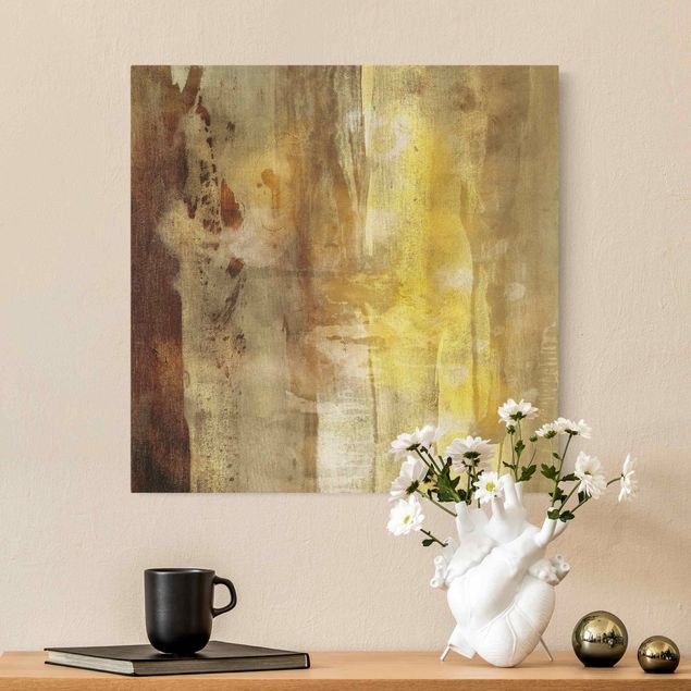 Abstract canvas wall art Golden Sunlight In Forest