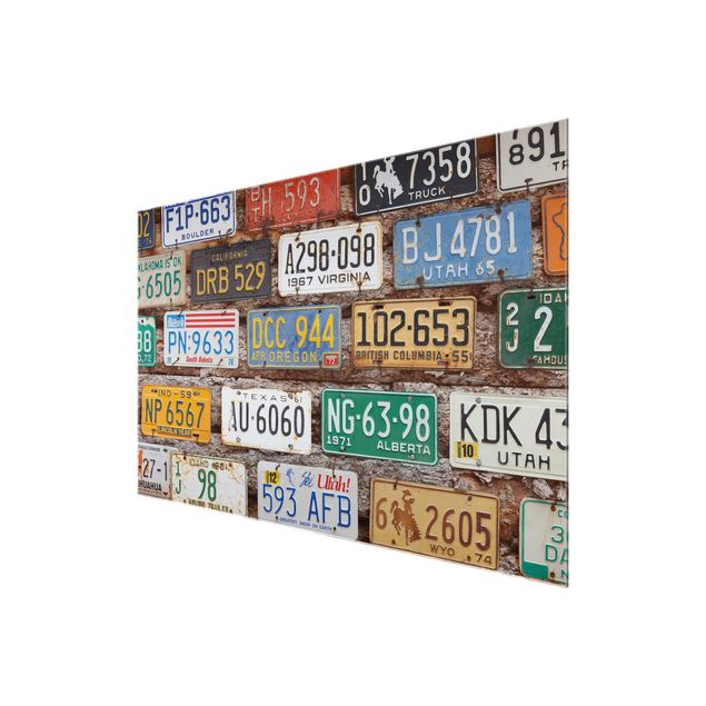 Prints American License Plates On Wood