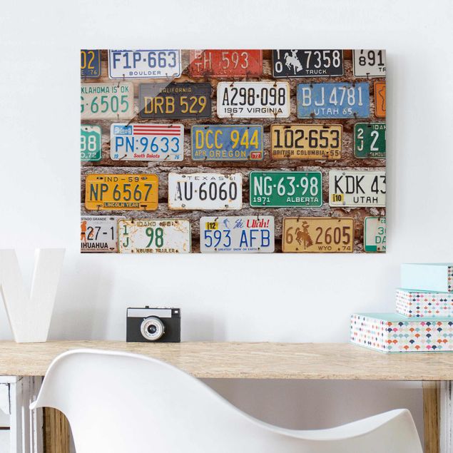 Kitchen American License Plates On Wood
