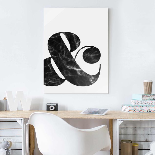 Glass prints black and white Ampersand Marble