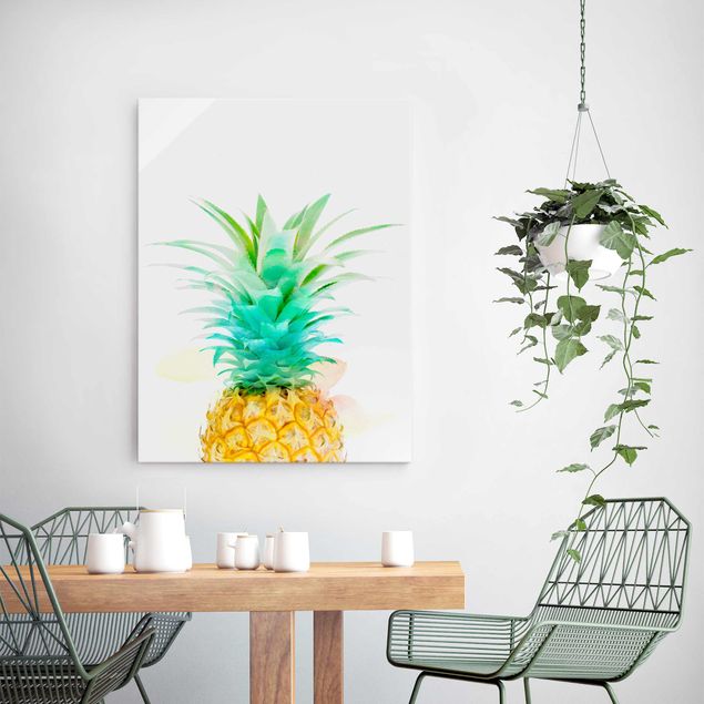 Glass prints flower Pineapple Watercolour