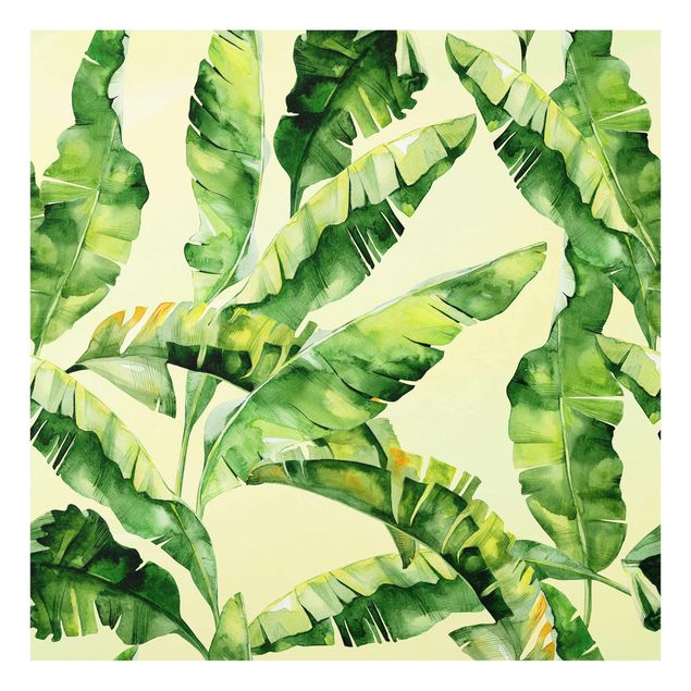Green art prints Banana Leaves Watercolour