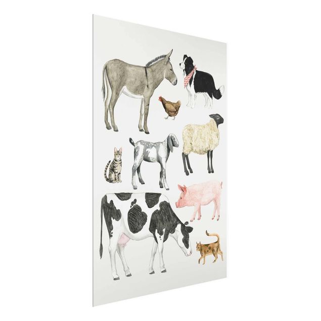 Glass prints pieces Farm Animal Family II