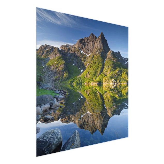 Mountain wall art Mountain Landscape With Water Reflection In Norway