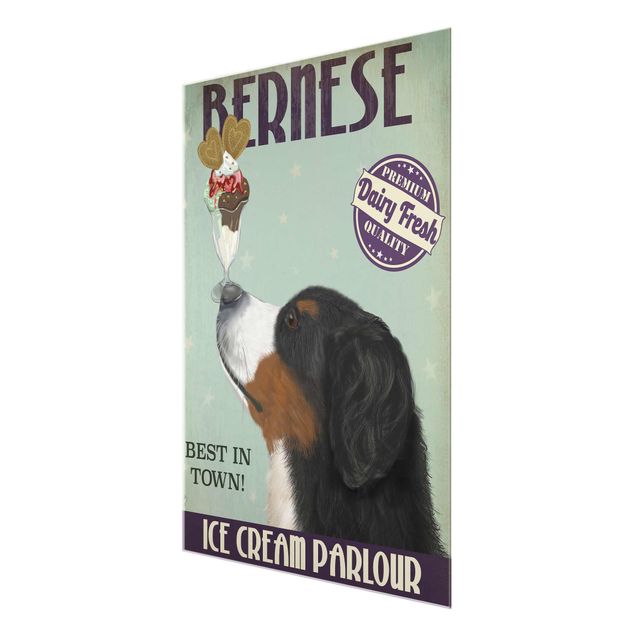 Turquoise canvas wall art Bernese Mountain Dog With Ice