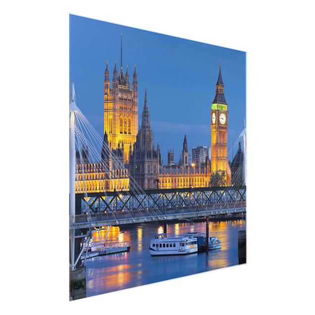Glass prints architecture and skylines Big Ben And Westminster Palace In London At Night
