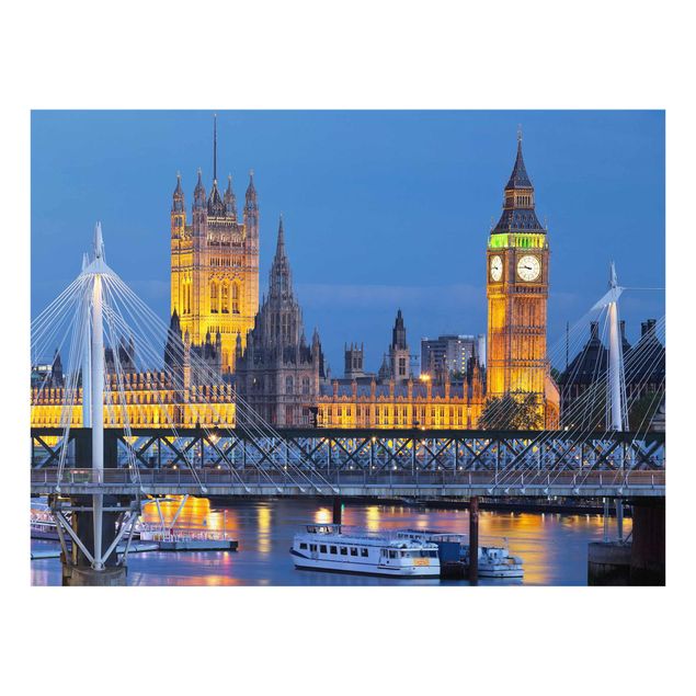 Prints modern Big Ben And Westminster Palace In London At Night