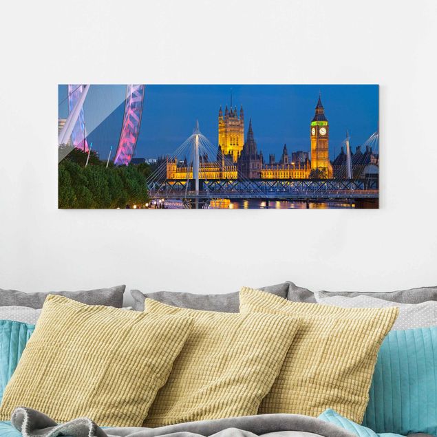 Glass prints London Big Ben And Westminster Palace In London At Night