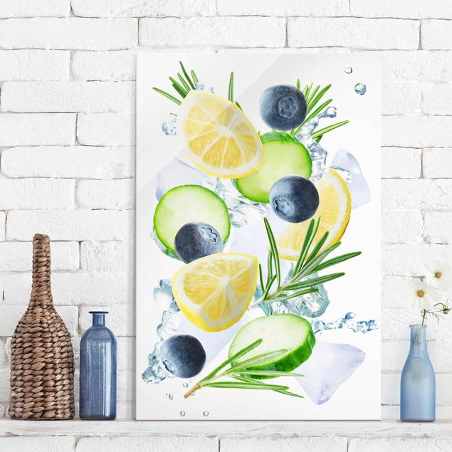Kitchen Blueberries Lemon Ice Spash