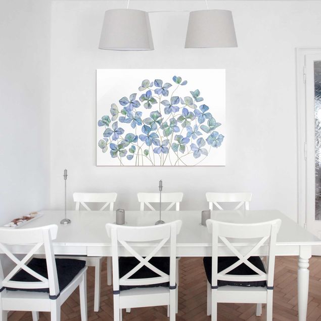 Glass prints flower Blue Hydrangea Flowers