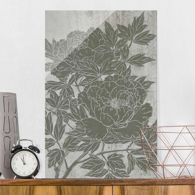 Glass prints rose Blooming Peony I
