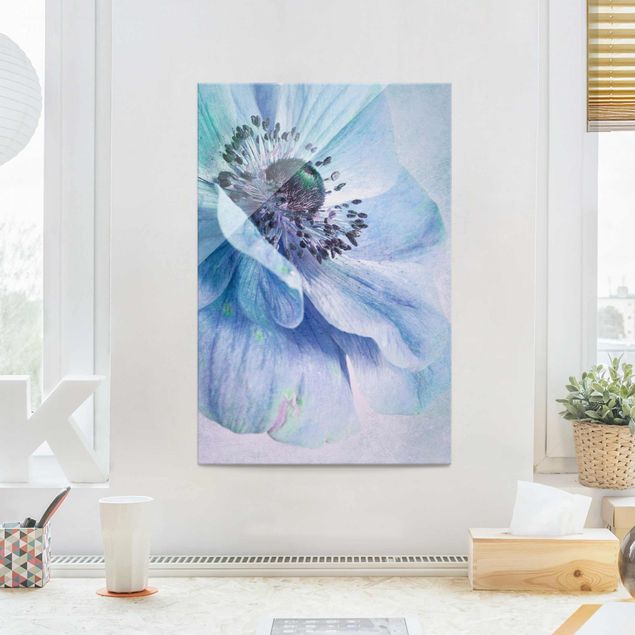 Glass prints flower Flower In Turquoise