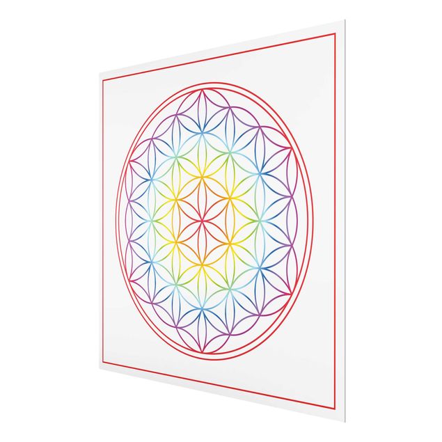 Glas Magnettafel Flower of life Colourful