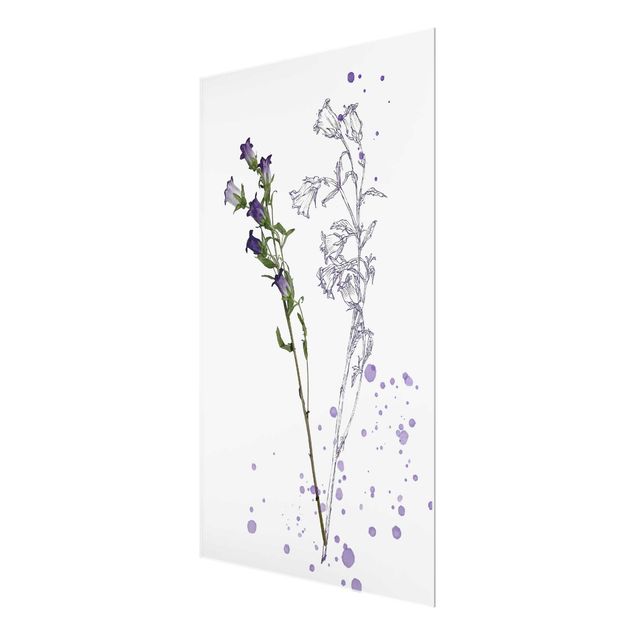 Glas Magnetboard Botanical Watercolour - Bellflower