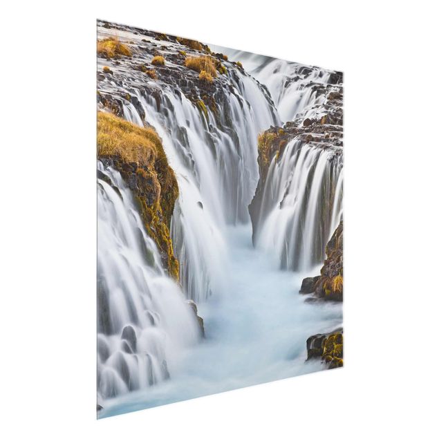 Glass prints landscape Brúarfoss Waterfall In Iceland