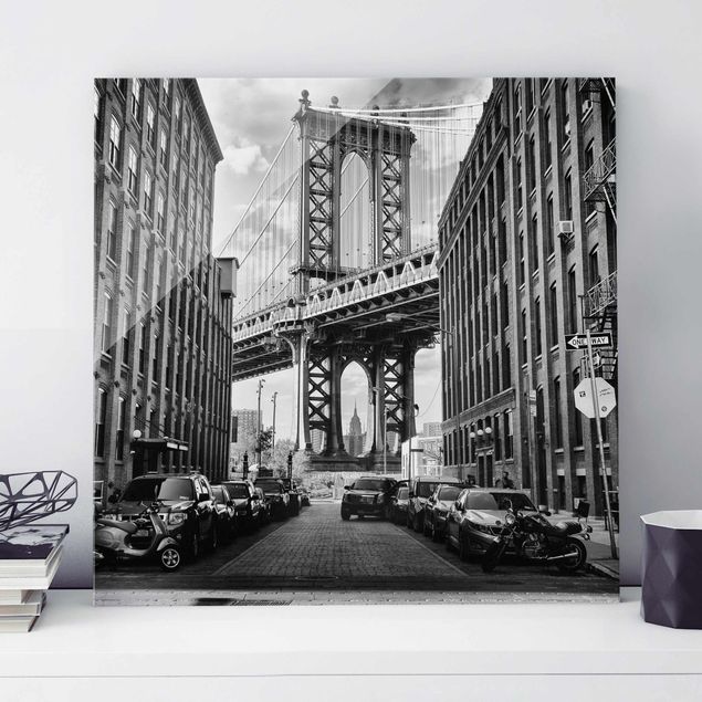 Glass prints New York Manhattan Bridge In America