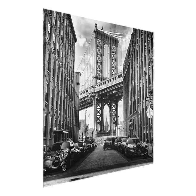 Glass prints architecture and skylines Manhattan Bridge In America