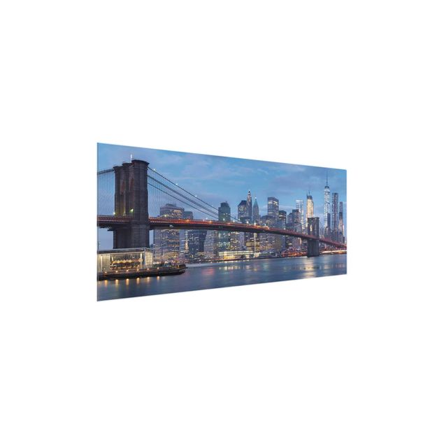 Glass prints architecture and skylines Brooklyn Bridge Manhattan New York