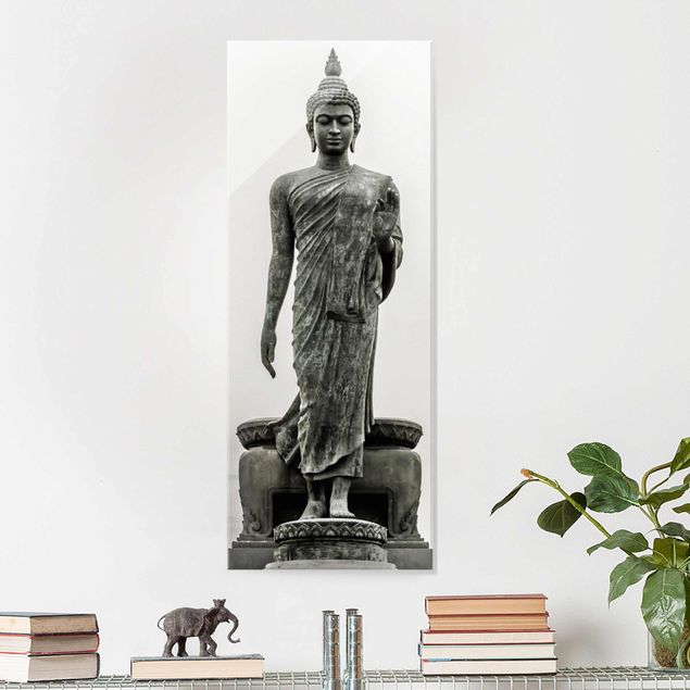 Glass prints black and white Buddha Statue