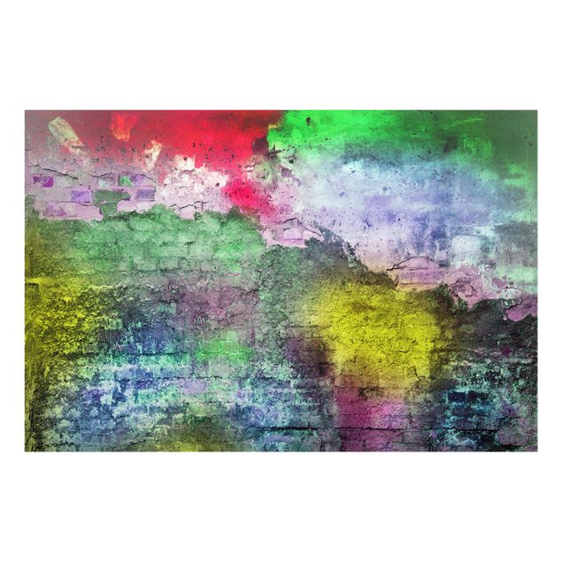Prints multicoloured Colourful Sprayed Old Brick Wall