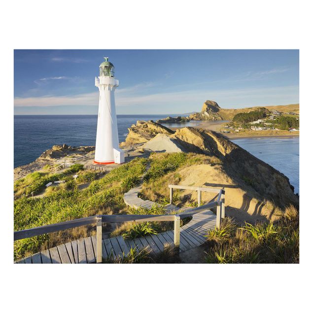 Glass prints landscape Castle Point Lighthouse New Zealand