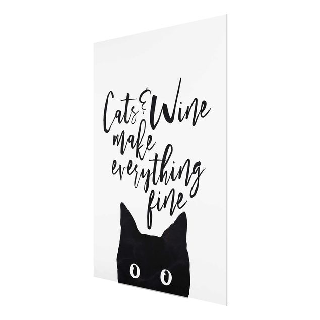 Black and white art Cats And Wine make Everything Fine